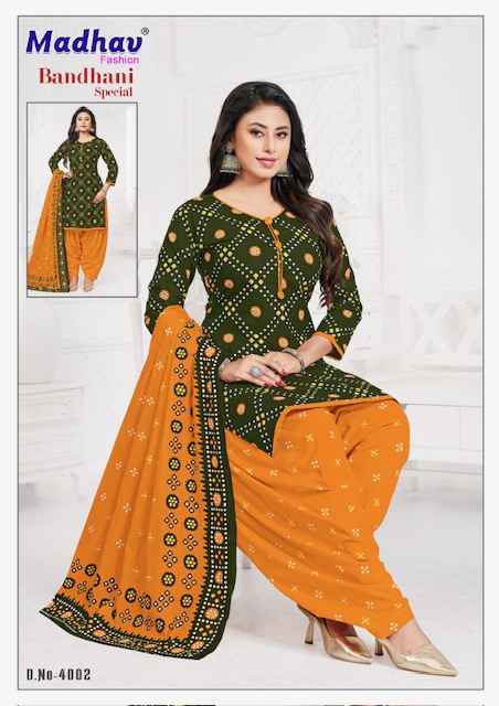 Madhav Fashion Bandhani Special Vol 4 Cotton Dress Material 10 pcs Catalogue