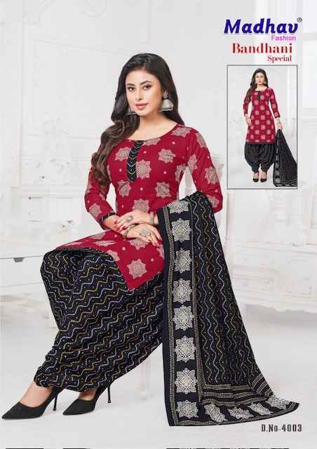 Madhav Fashion Bandhani Special Vol 4 Cotton Dress Material 10 pcs Catalogue