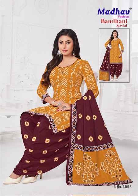 Madhav Fashion Bandhani Special Vol 4 Cotton Dress Material 10 pcs Catalogue