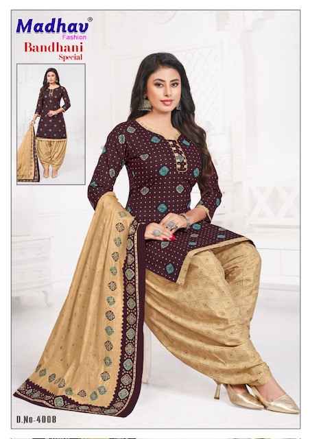 Madhav Fashion Bandhani Special Vol 4 Cotton Dress Material 10 pcs Catalogue
