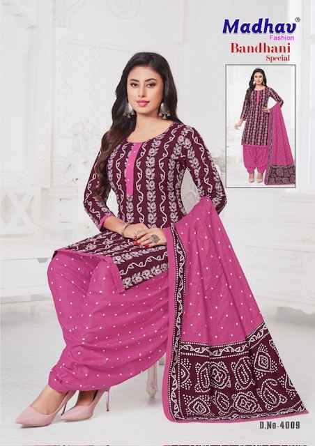 Madhav Fashion Bandhani Special Vol 4 Cotton Dress Material 10 pcs Catalogue