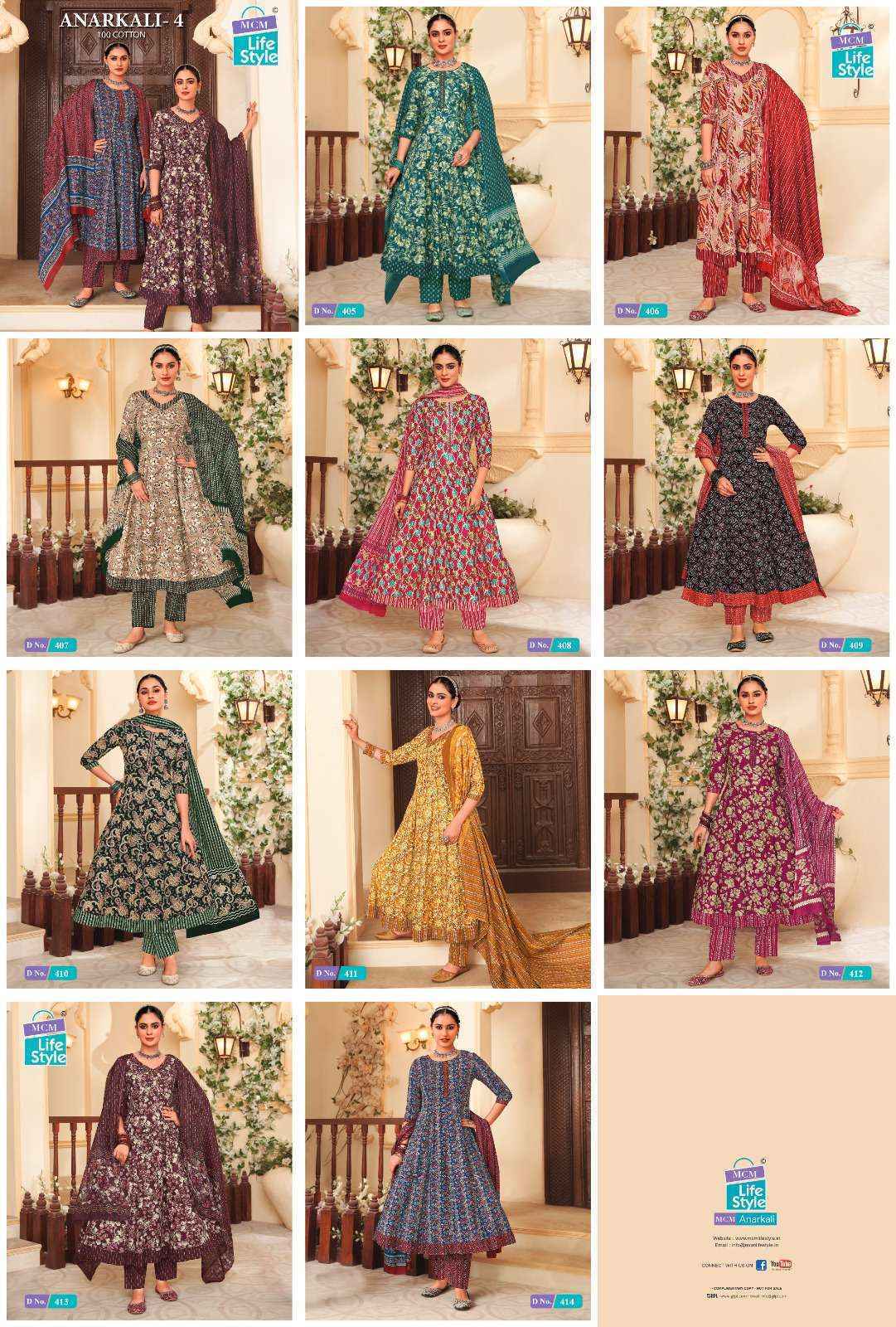 MCM Lifestyle Anarkali Vol 4 Readymade Cotton Dress 10 pcs Catalogue