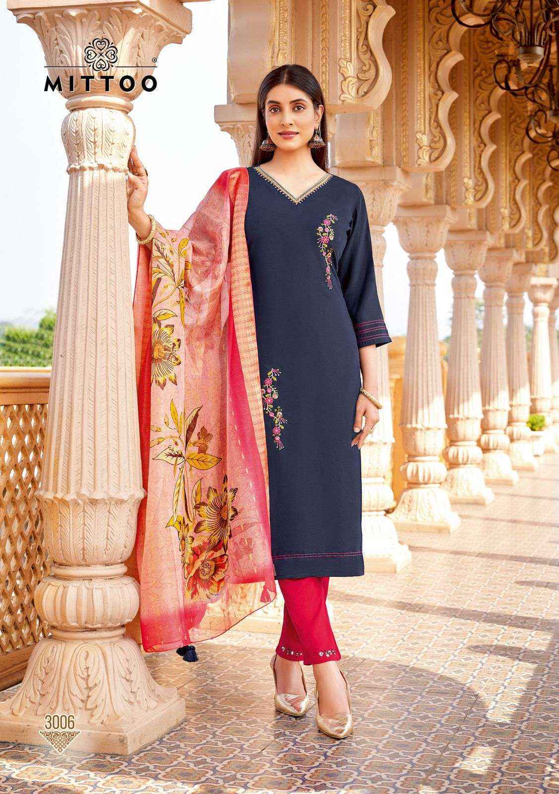 Mittoo Ayushi Viscose Silk Kurti Combo 6 pcs Catalogue