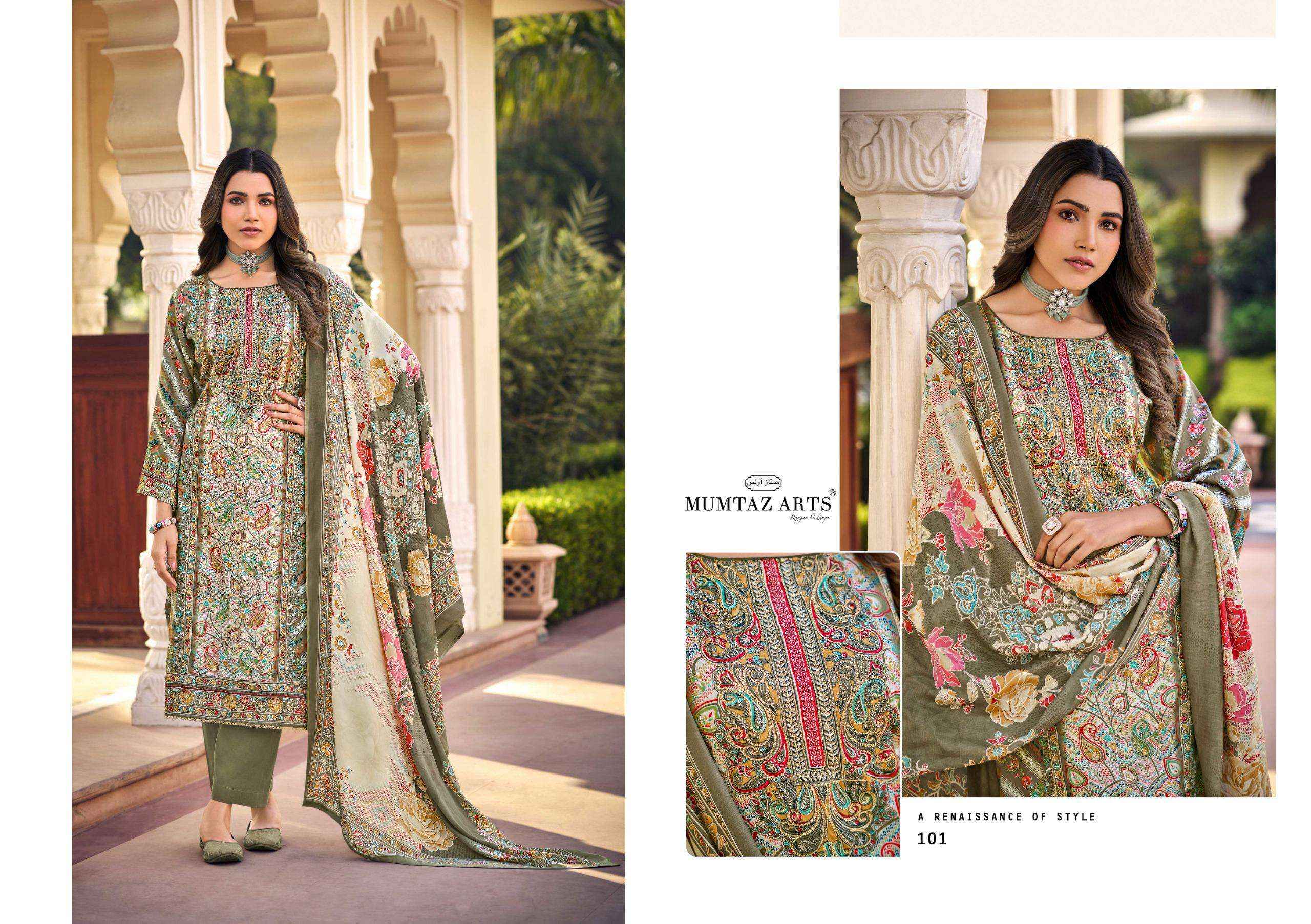 Mumtaz Arts Moksha Jam Satin Dress Material 4 pcs Catalogue