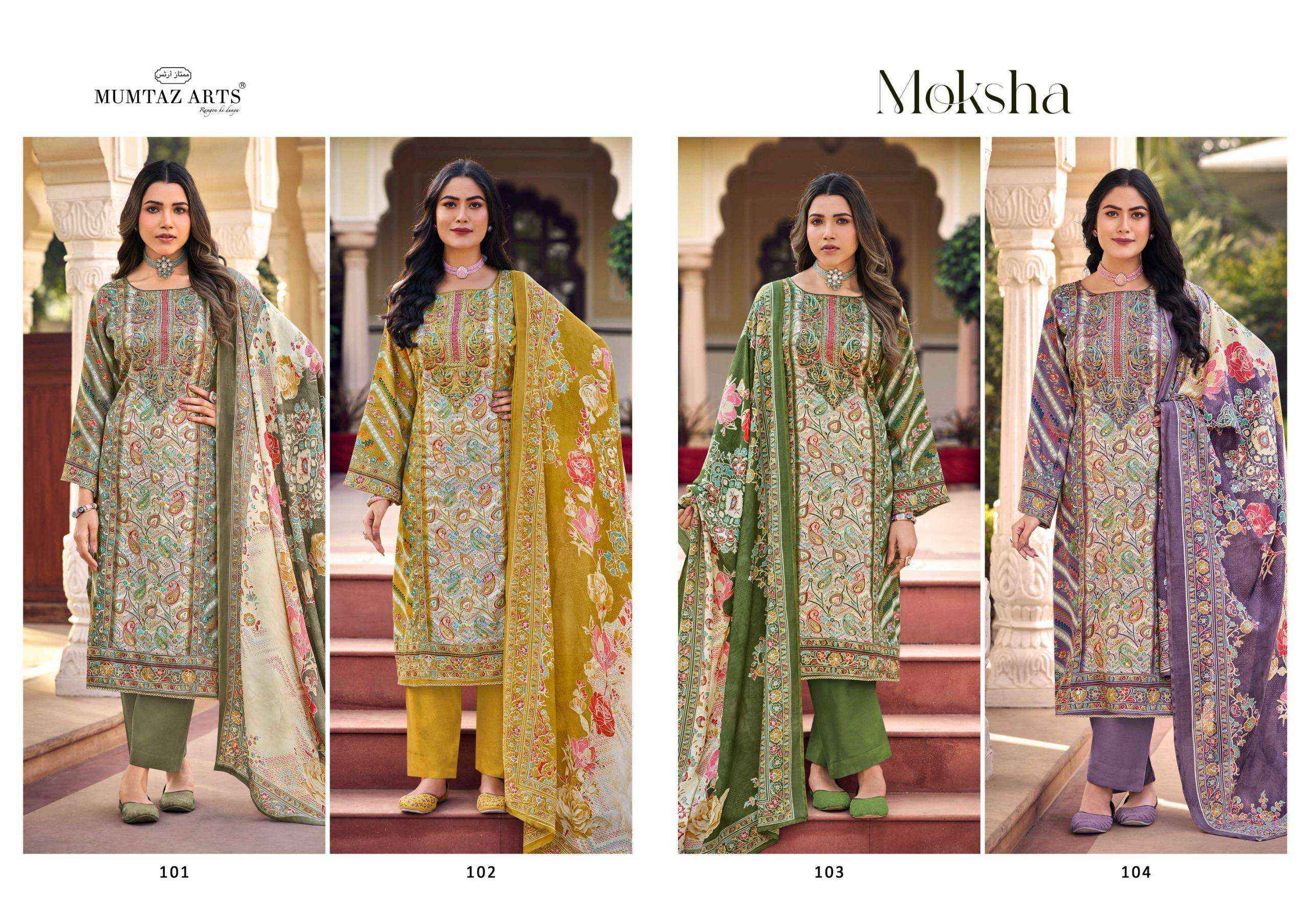 Mumtaz Arts Moksha Jam Satin Dress Material 4 pcs Catalogue