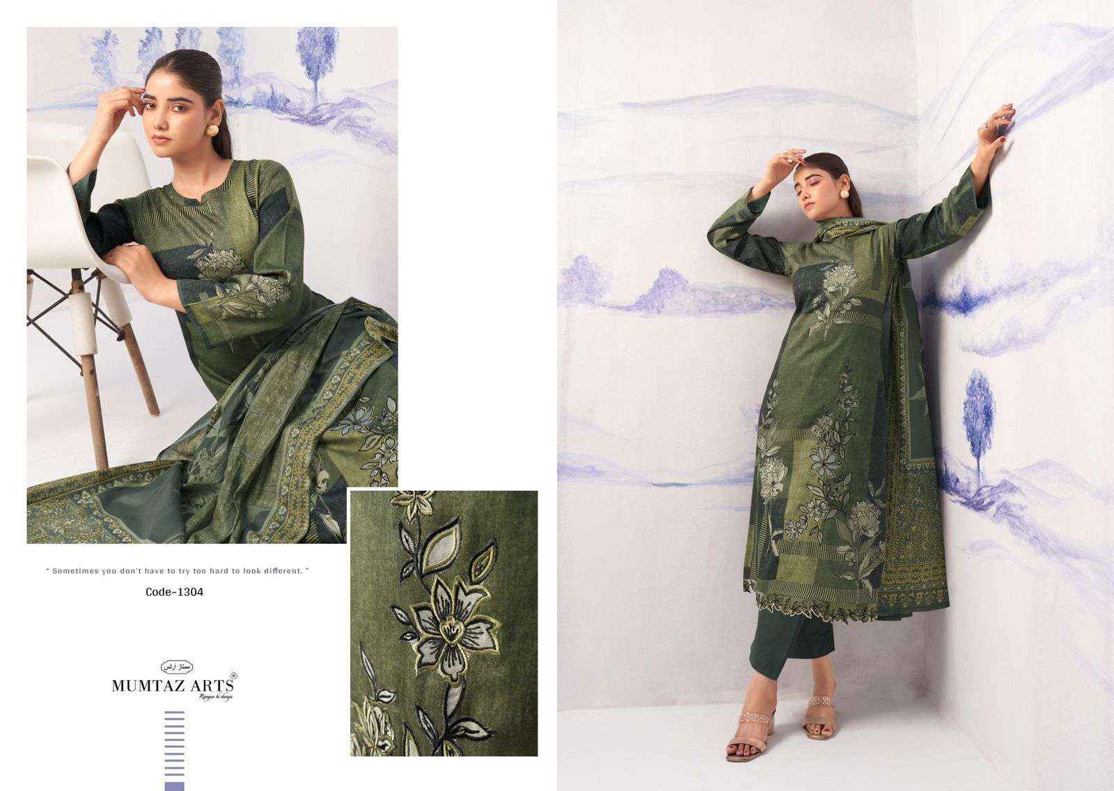 Mumtaz Arts Noor Jam Satin Dress Material 5 pcs Catalogue