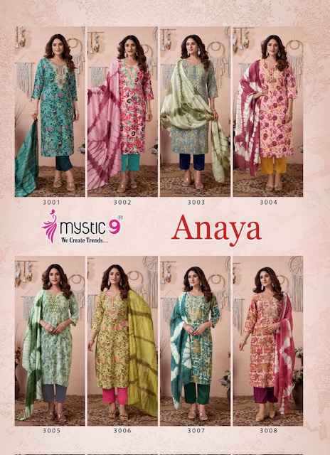 Mystic 9 Anaya Vol 3 Rayon Kurti Combo 8 pcs Catalogue