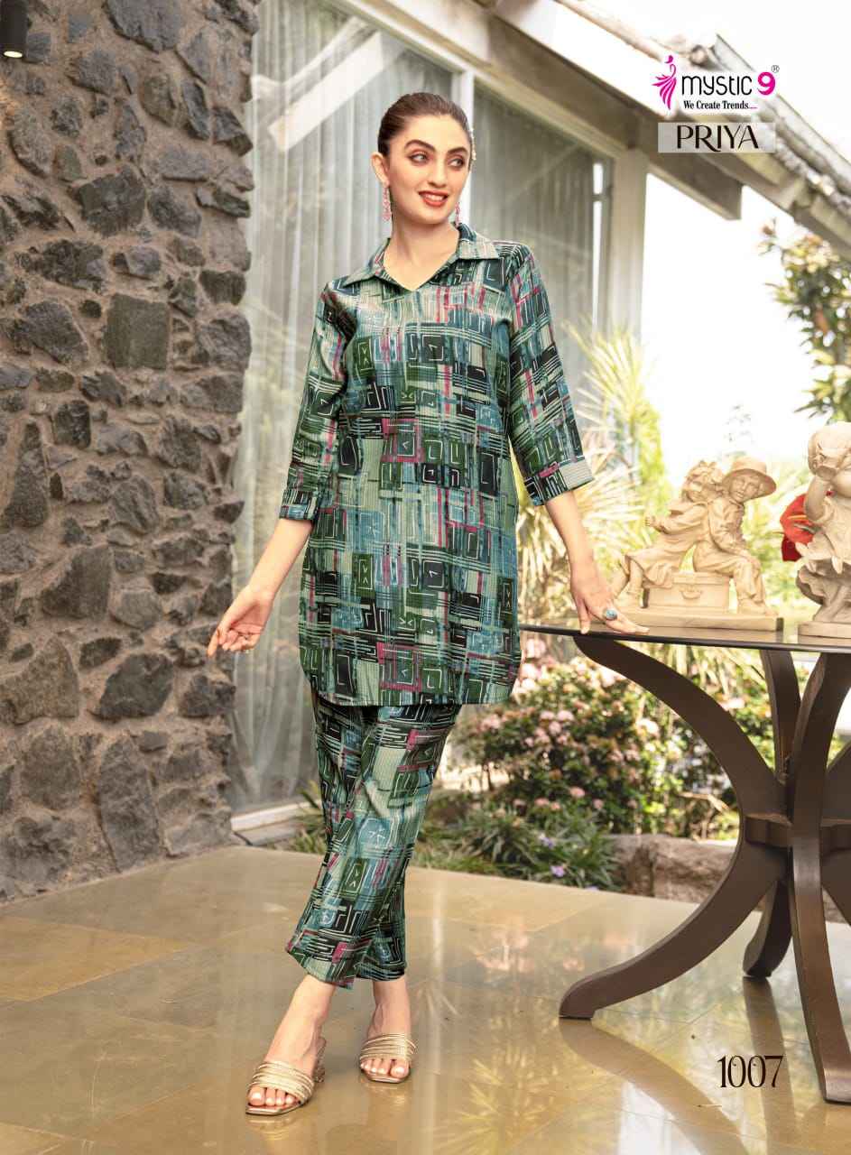 Mystic 9 Priya Vol 1 Viscouse Rayon Co Ord Set 10 pcs Catalogue