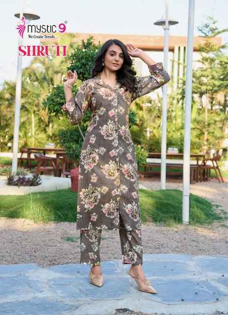 Mystic 9 Shruti Vol 1 Vertican Kurti With Bottom 6 pcs Catalogue
