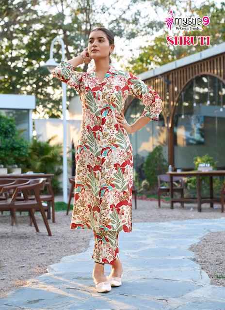 Mystic 9 Shruti Vol 1 Vertican Kurti With Bottom 6 pcs Catalogue