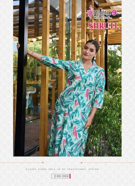 Mystic 9 Shruti Vol 1 Vertican Kurti With Bottom 6 pcs Catalogue