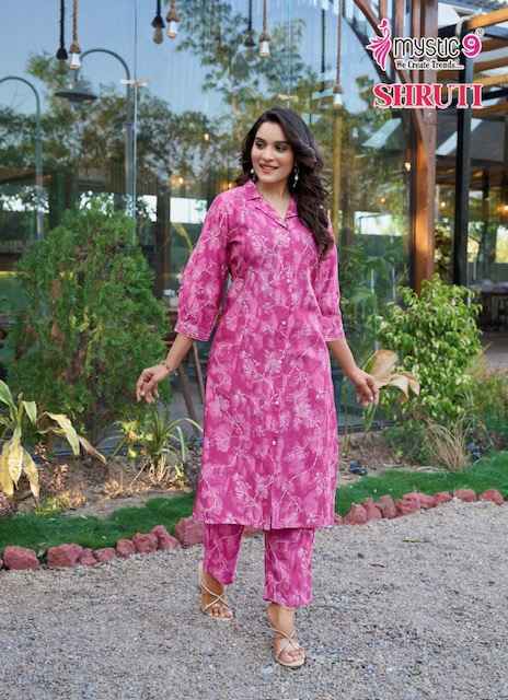 Mystic 9 Shruti Vol 1 Vertican Kurti With Bottom 6 pcs Catalogue
