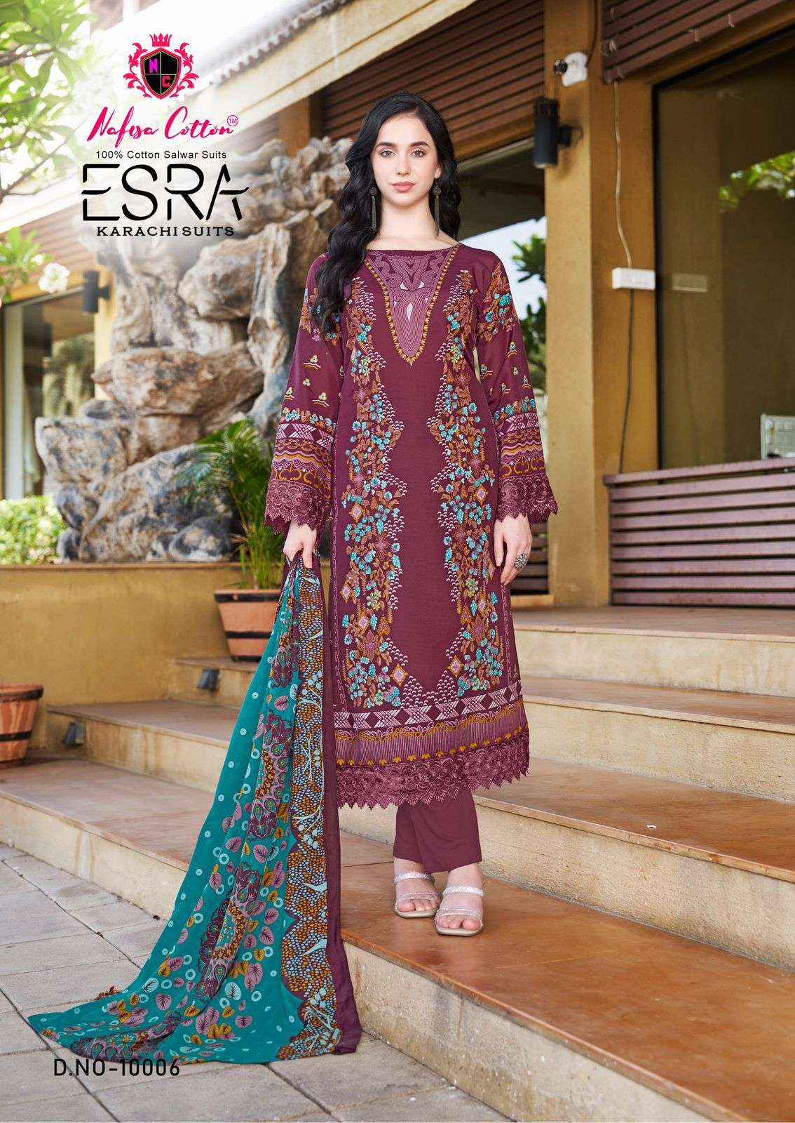 Nafisa Cotton Esra Karachi Vol 10 Cotton Dress Material 6 Pc Catalog