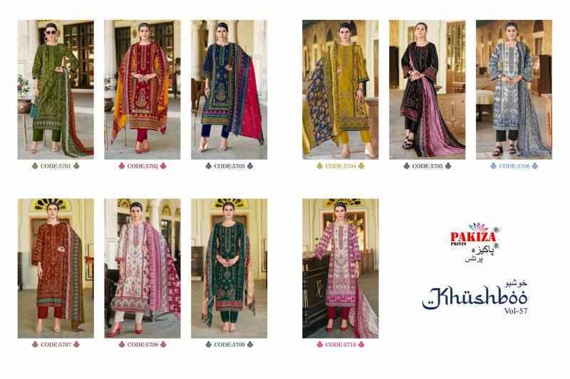Pakiza Prints Khusboo Vol 57 Lawn Dress Material 10 pcs Catalogue