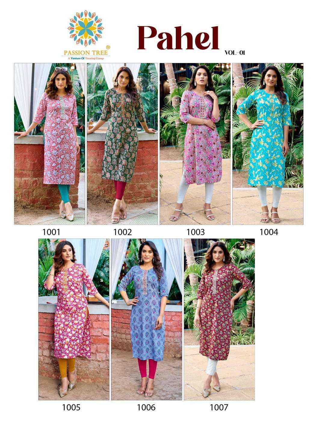 Passion Tree Pahel Vol 1 Cotton Kurti 7 pcs Catalogue
