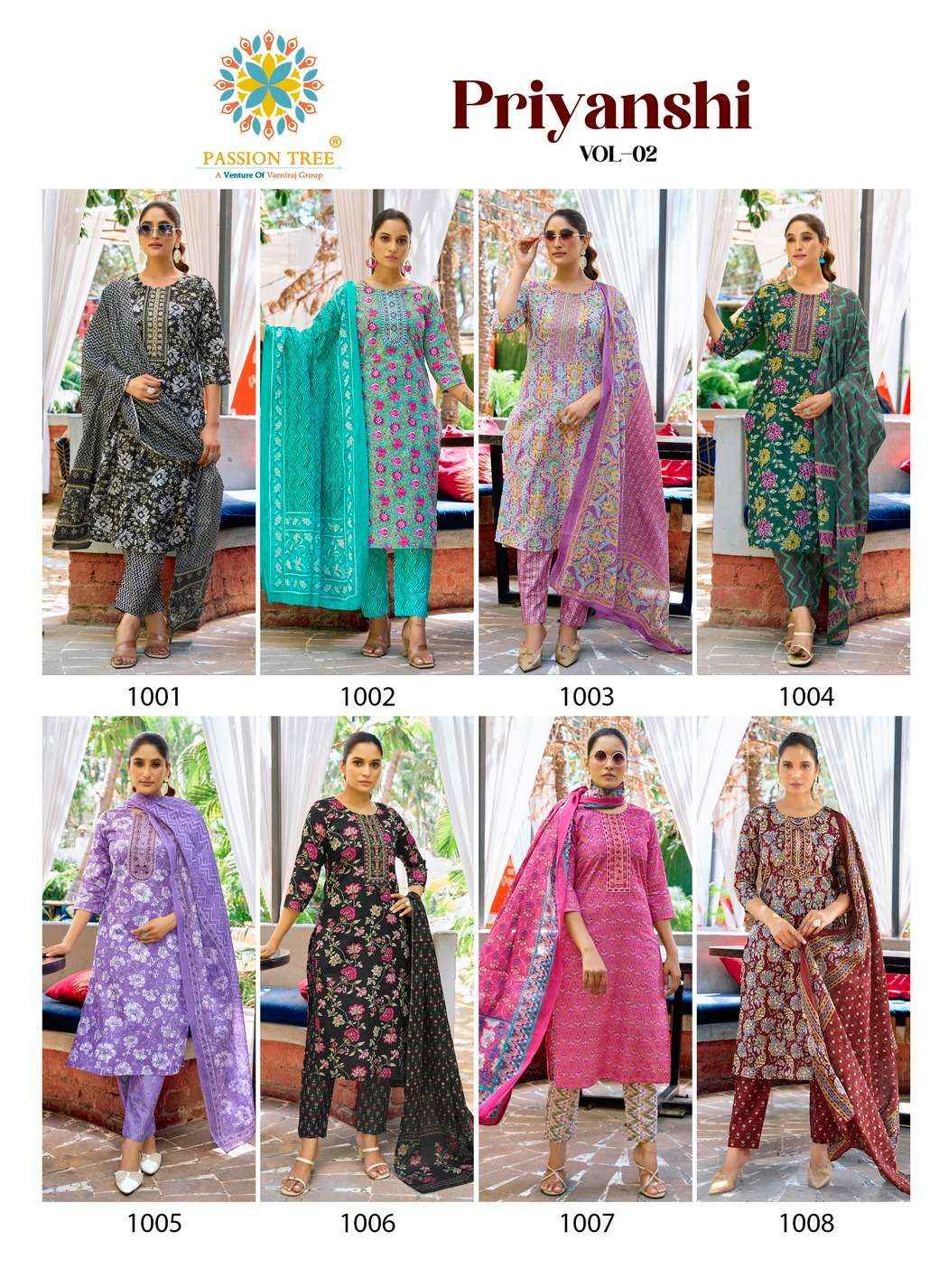 Passion Tree Priyanshi Vol 2 Cotton Kurti Combo 8 pcs Catalogue