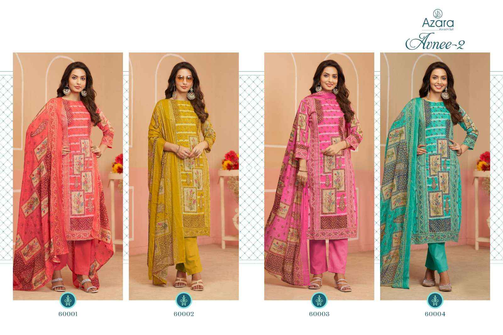 Radhika Fashion Azara Avnee Vol 2 Lawn Cotton Dress Material 4 pcs Catalogue