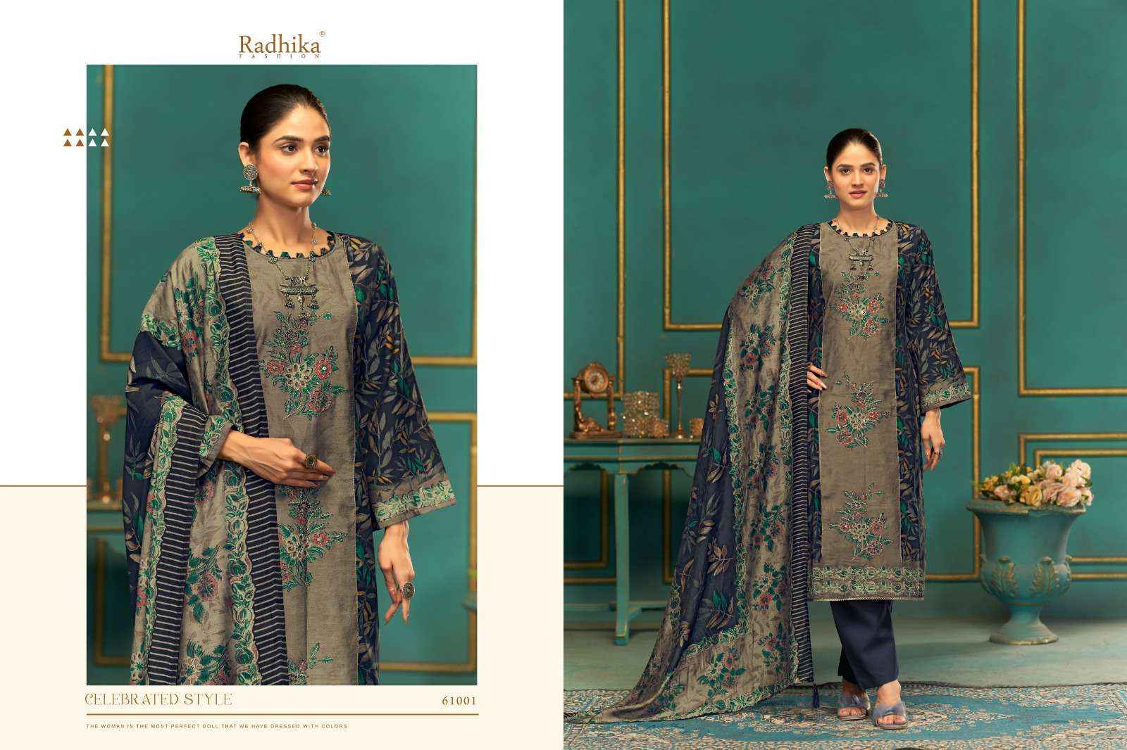 Radhika Fashion Azara Beauty Silk Vol 2 Musline Dress Material 4 pcs Catalogue