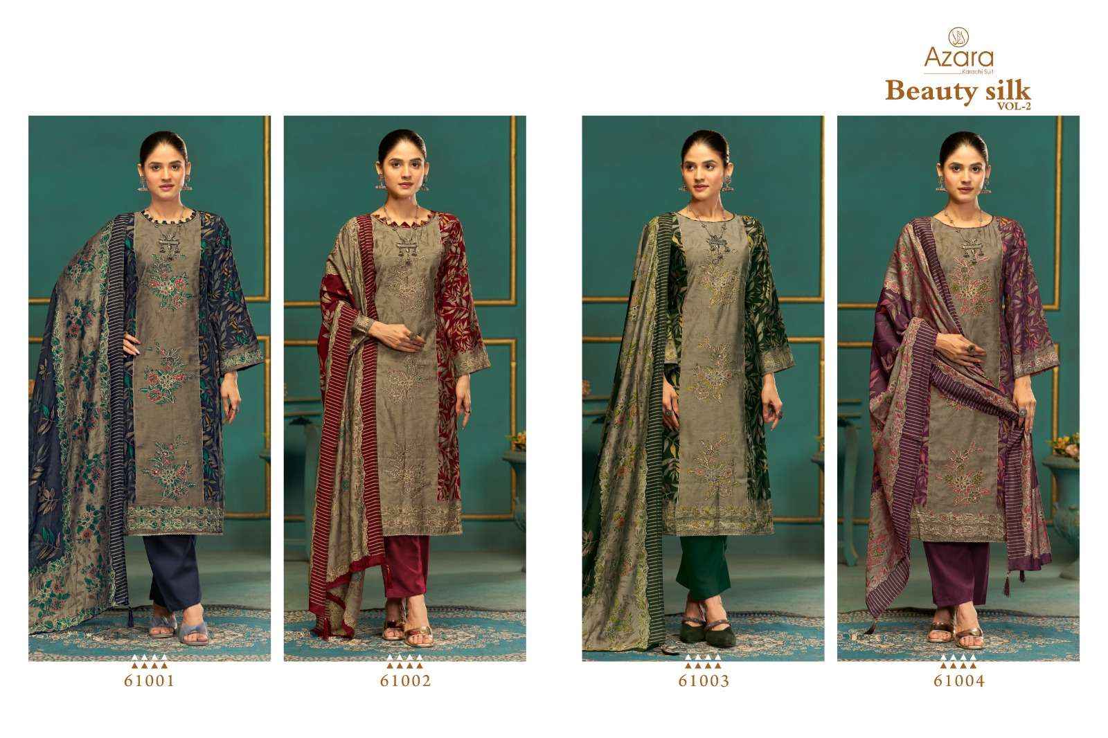 Radhika Fashion Azara Beauty Silk Vol 2 Musline Dress Material 4 pcs Catalogue