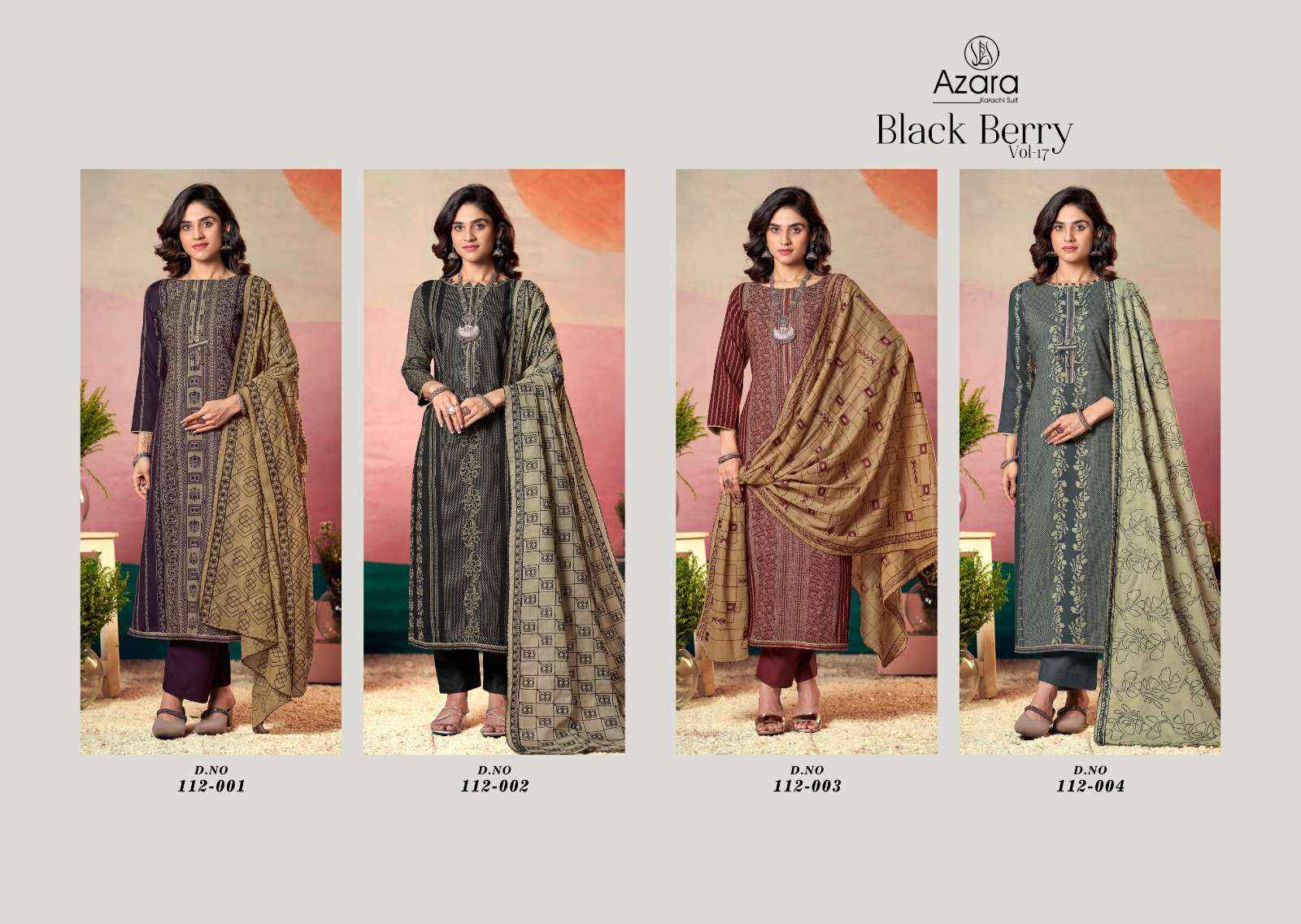 Radhika Fashion Azara Black Berry Vol 17 Cotton Dress Material 4 pcs Catalogue