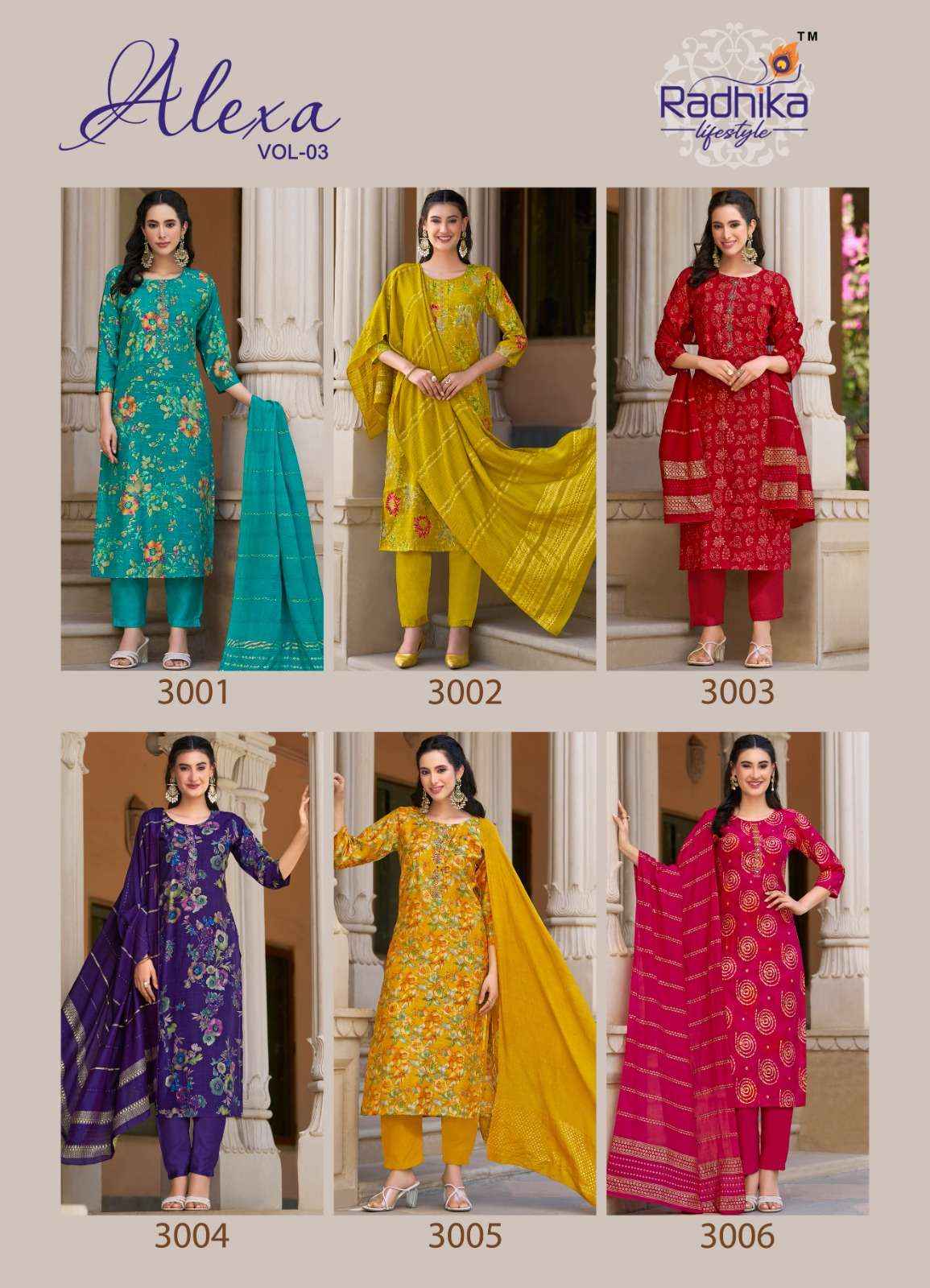Radhika Lifestyle Alexa Vol 3 Silk Kurti Combo 6 pcs Catalogue