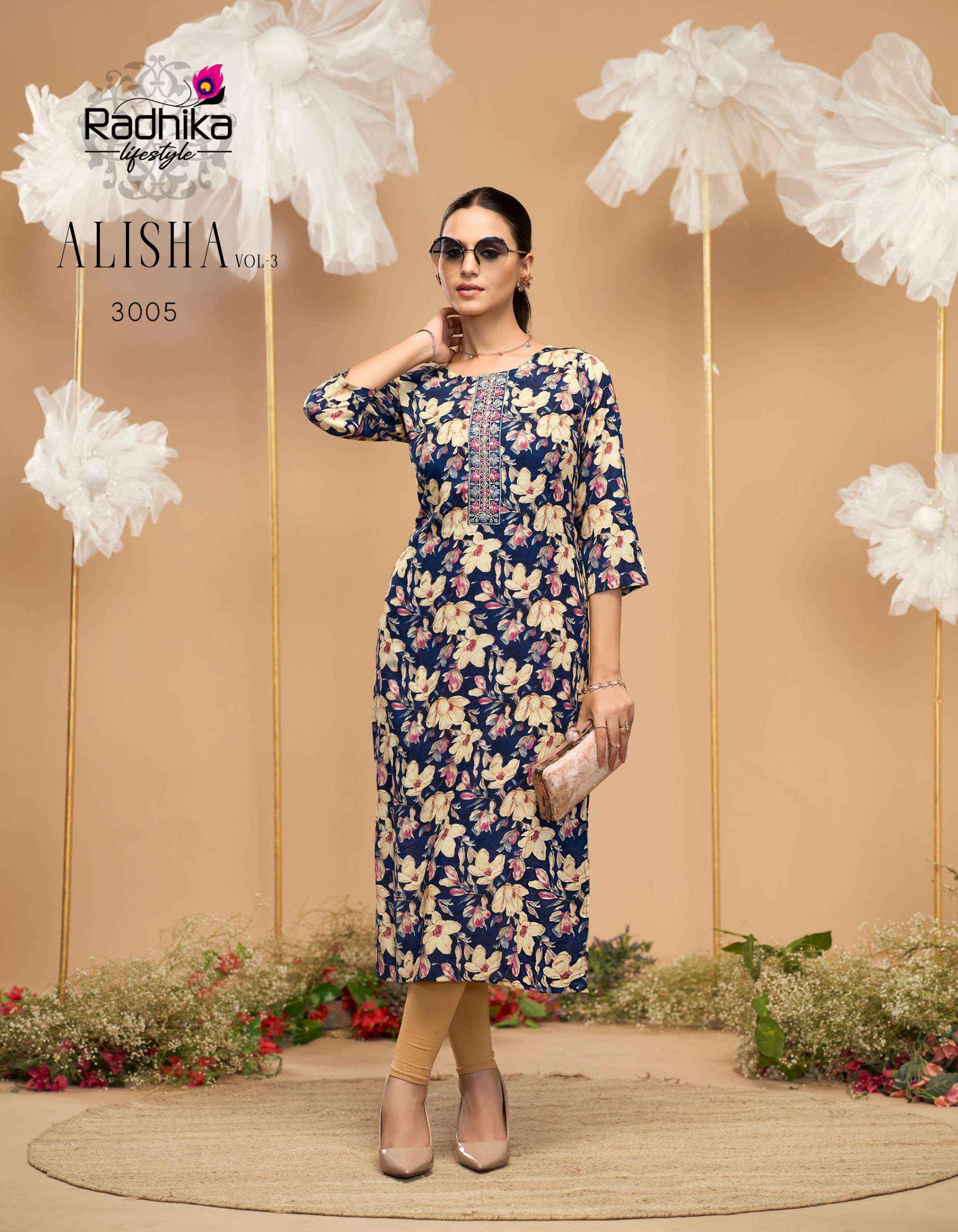 Radhika Lifestyle Alisha Vol 3 Rayon Kurti Combo 9 Pc Catalog