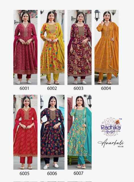 Radhika Lifestyle Anarkali Vol 6 Rayon Kurti Combo 7 Pc Catalog