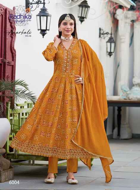 Radhika Lifestyle Anarkali Vol 6 Rayon Kurti Combo 7 Pc Catalog