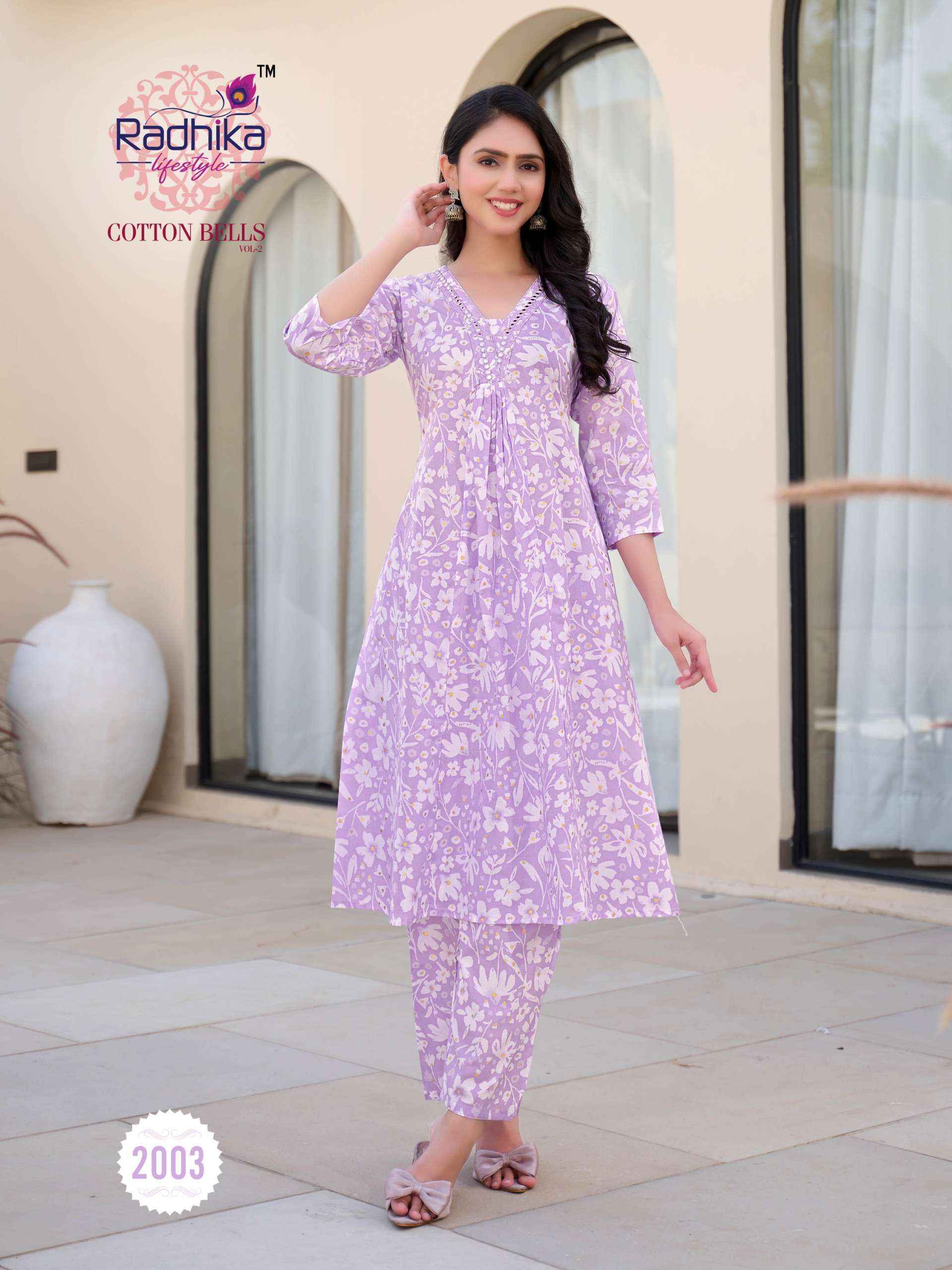 Radhika Lifestyle Cotton Bells Vol 2 Cotton Kurti With Plazzo 8 pcs Catalogue