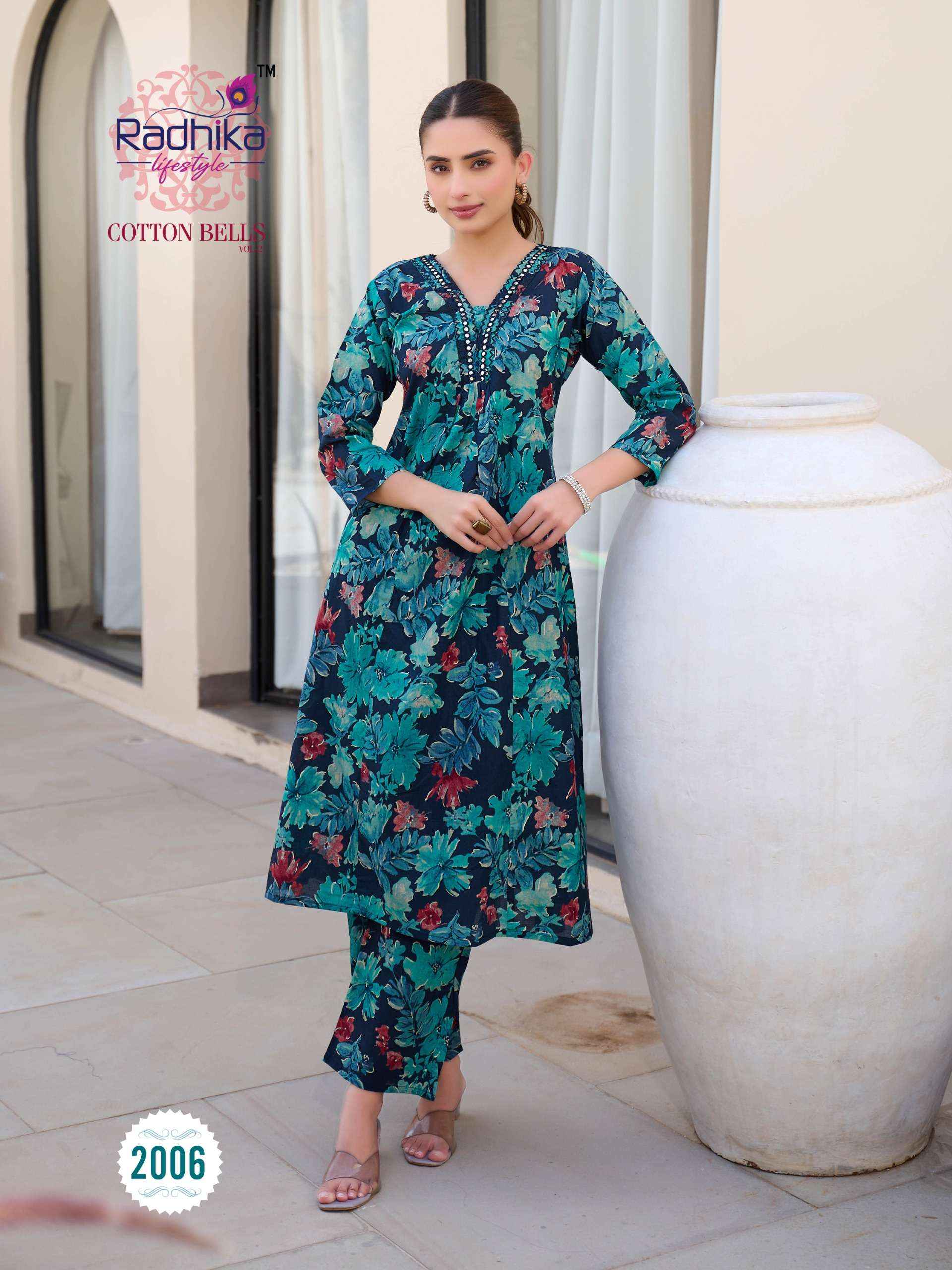 Radhika Lifestyle Cotton Bells Vol 2 Cotton Kurti With Plazzo 8 pcs Catalogue