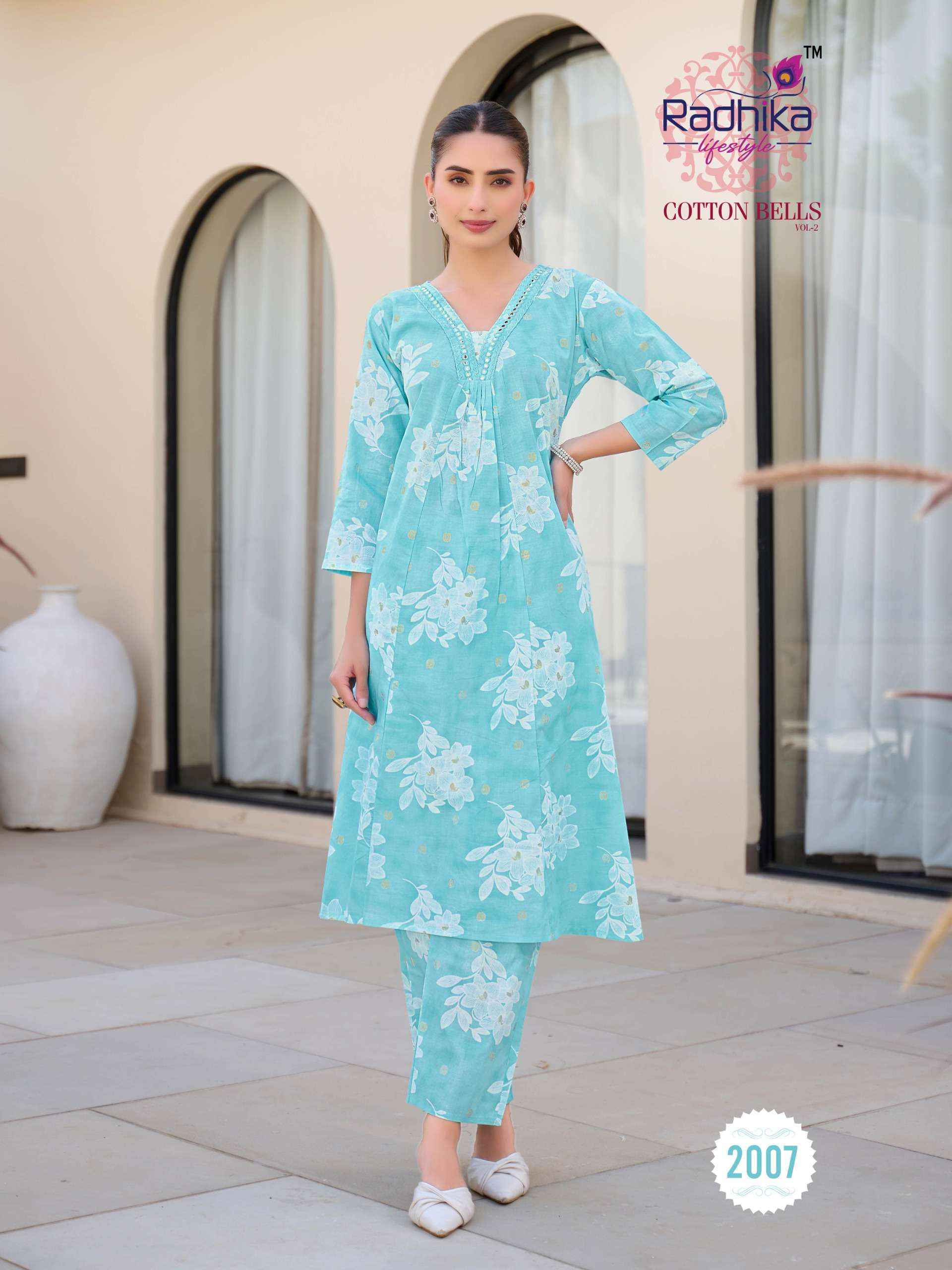 Radhika Lifestyle Cotton Bells Vol 2 Cotton Kurti With Plazzo 8 pcs Catalogue