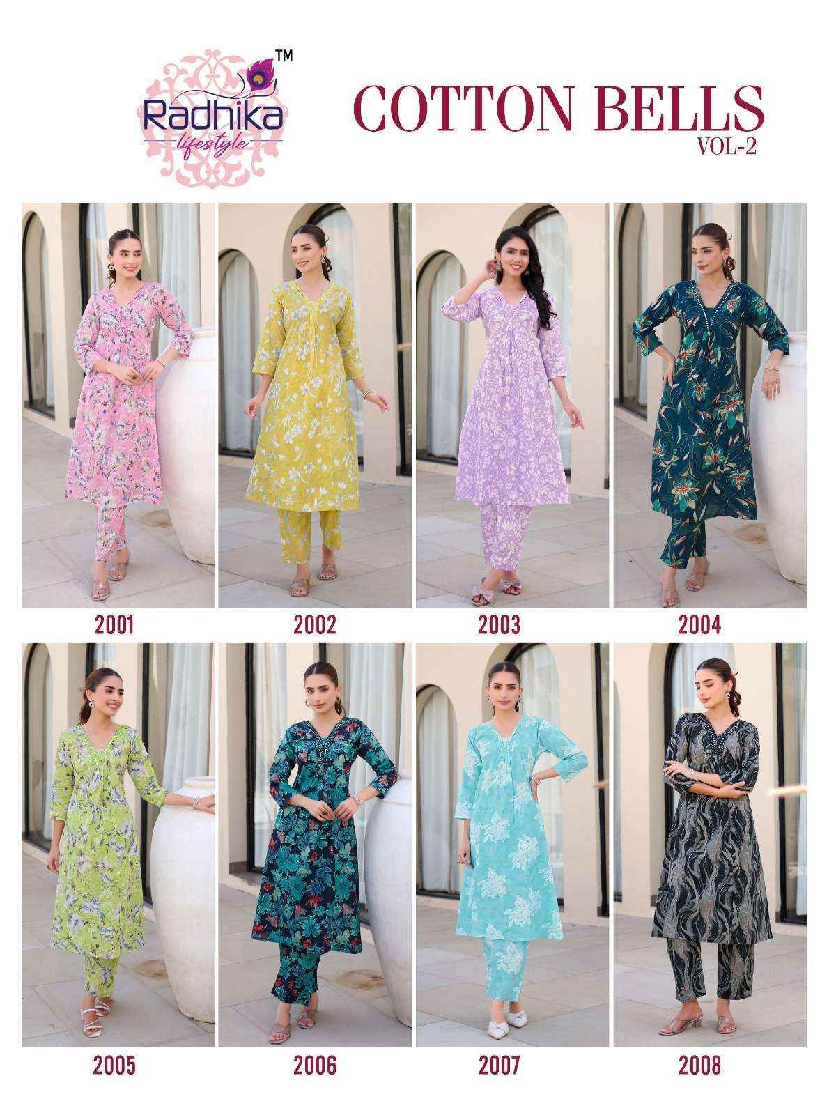 Radhika Lifestyle Cotton Bells Vol 2 Cotton Kurti With Plazzo 8 pcs Catalogue