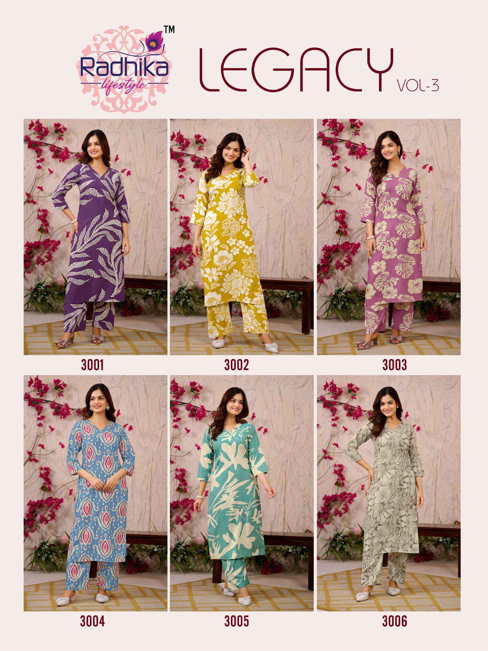 Radhika Lifestyle Legacy Vol 3 Rayon Kurti With Bottom 6 pcs Catalogue