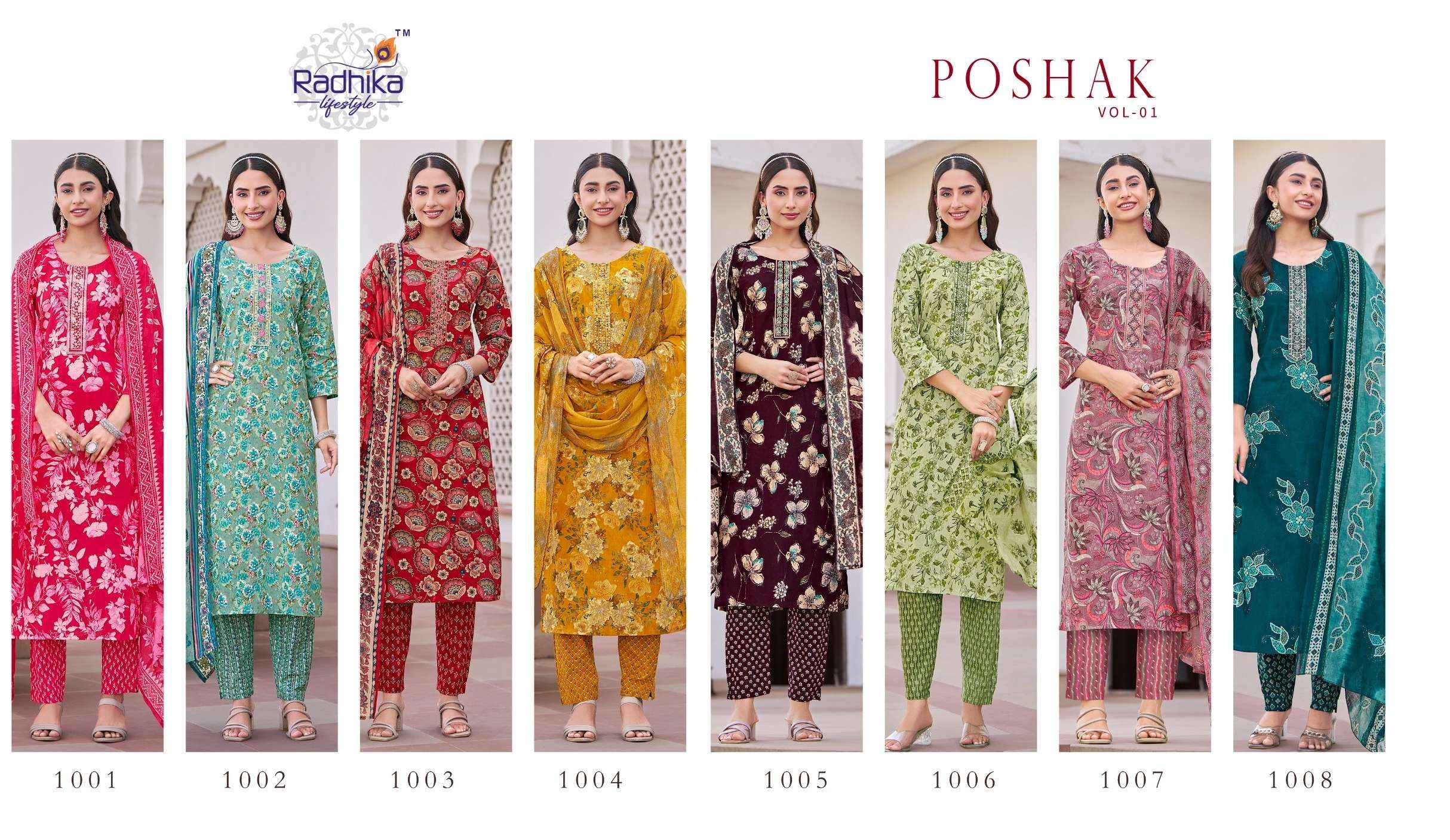 Radhika Lifestyle Poshak Vol 1 Cotton Kurti Combo 8 pcs Catalogue