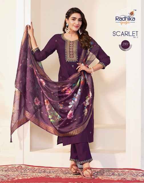 Radhika Lifestyle Scarlet Vol 2 Vertican Silk Kurti Combo 6 Pc Catalog