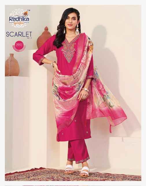 Radhika Lifestyle Scarlet Vol 2 Vertican Silk Kurti Combo 6 Pc Catalog