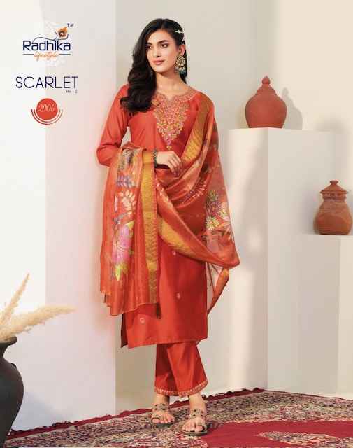 Radhika Lifestyle Scarlet Vol 2 Vertican Silk Kurti Combo 6 Pc Catalog