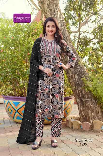 Rangmaya Blue Hills Rayon Kurti Combo 8 pcs Catalogue