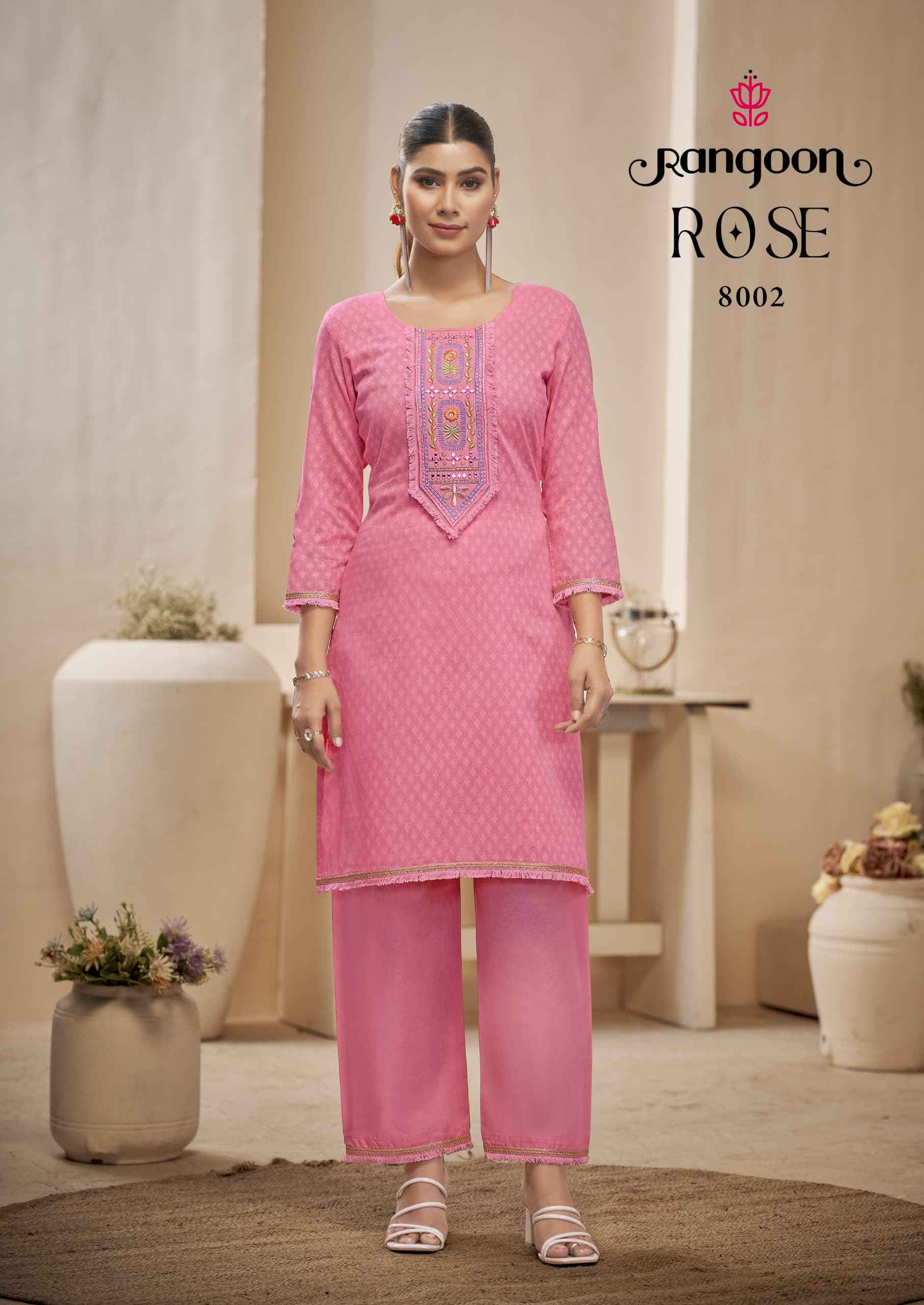 Rangoon Rose Cotton Kurti With Bottom 8 pcs Catalogue