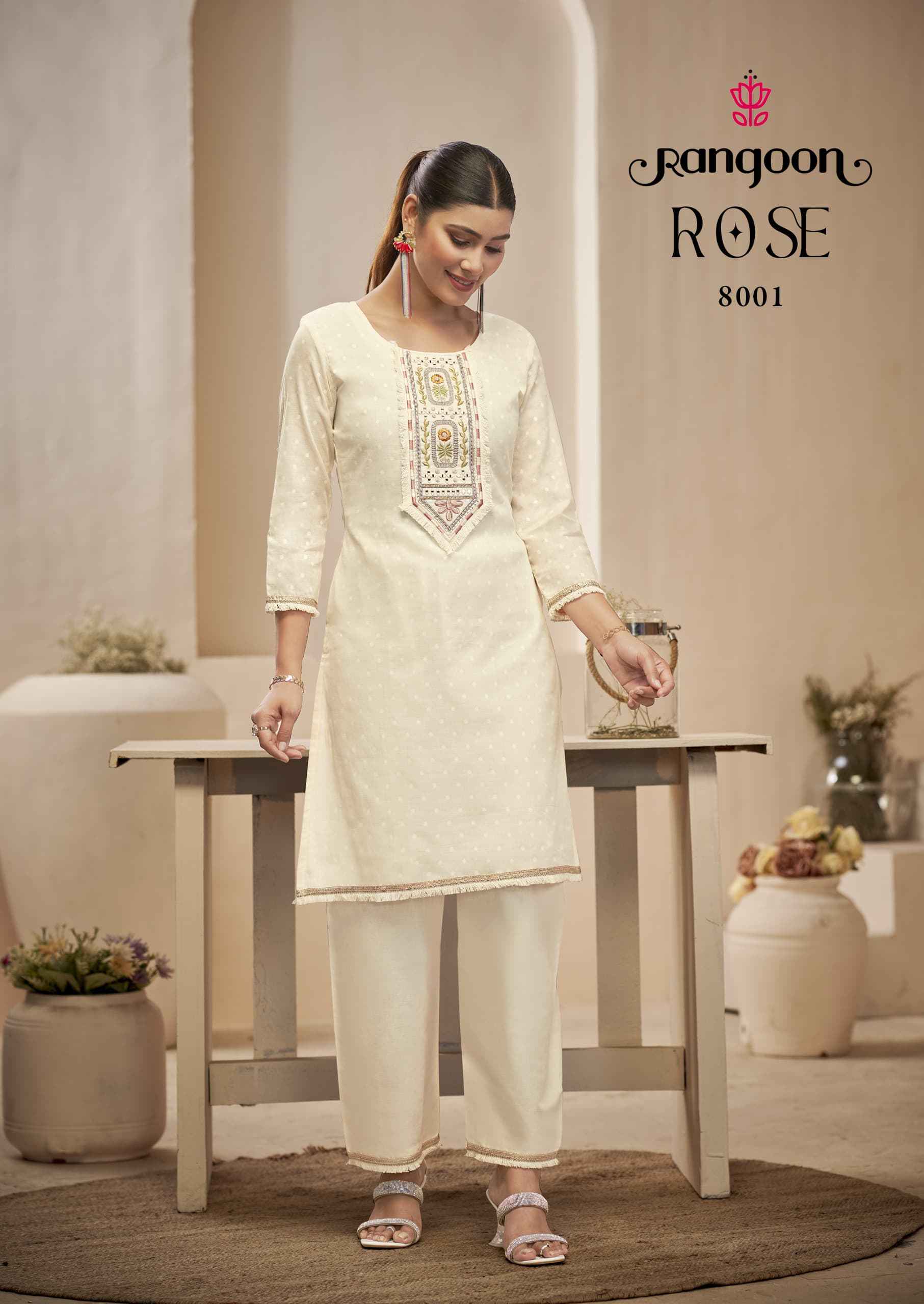 Rangoon Rose Cotton Kurti With Bottom 8 pcs Catalogue