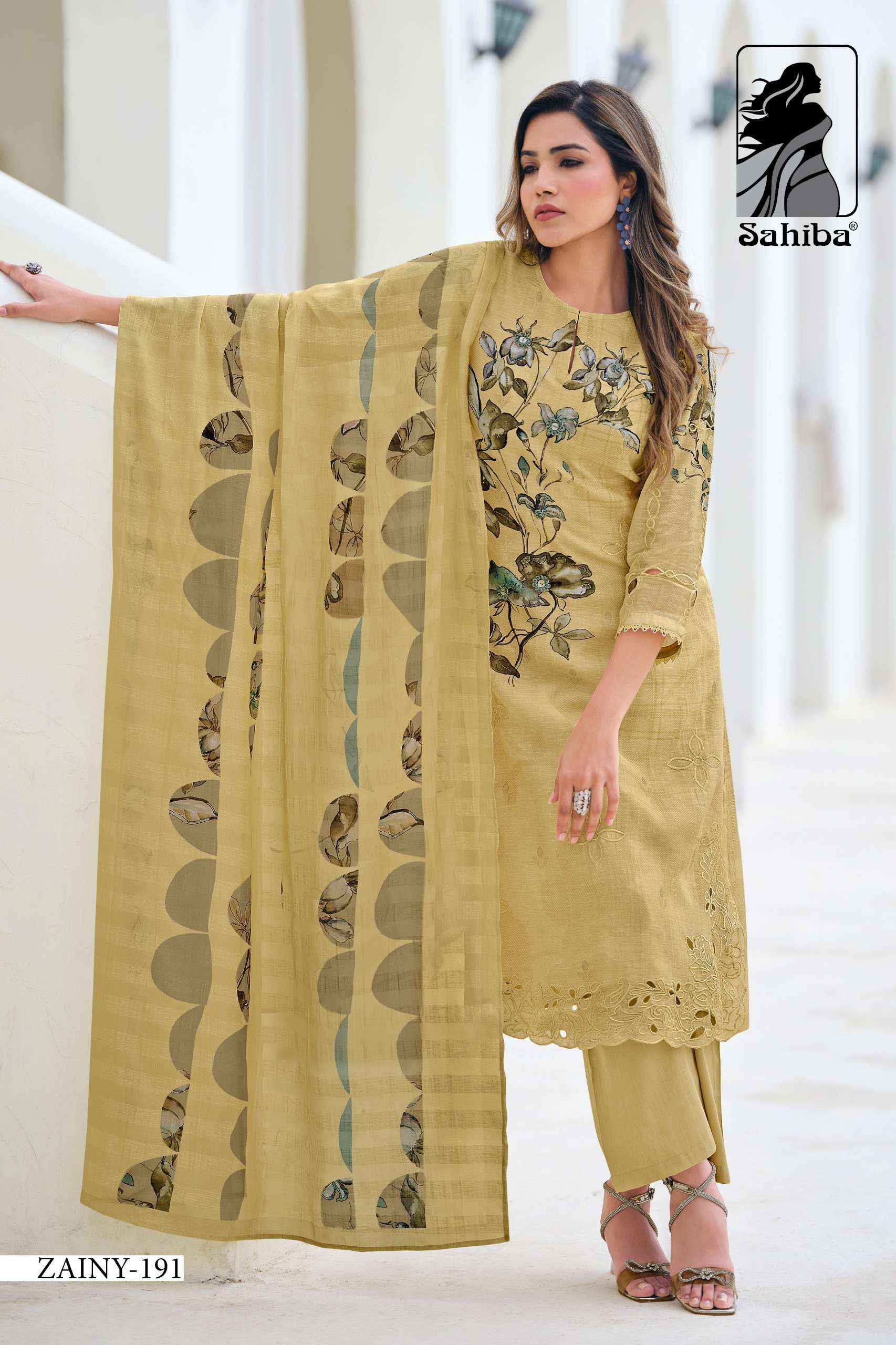 Sahiba Zainy Linen Cotton Dress Material 5 pcs Catalogue