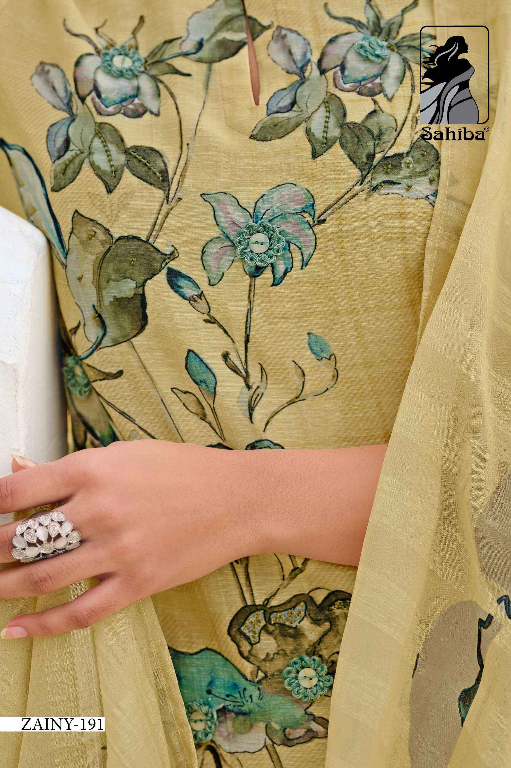 Sahiba Zainy Linen Cotton Dress Material 5 pcs Catalogue