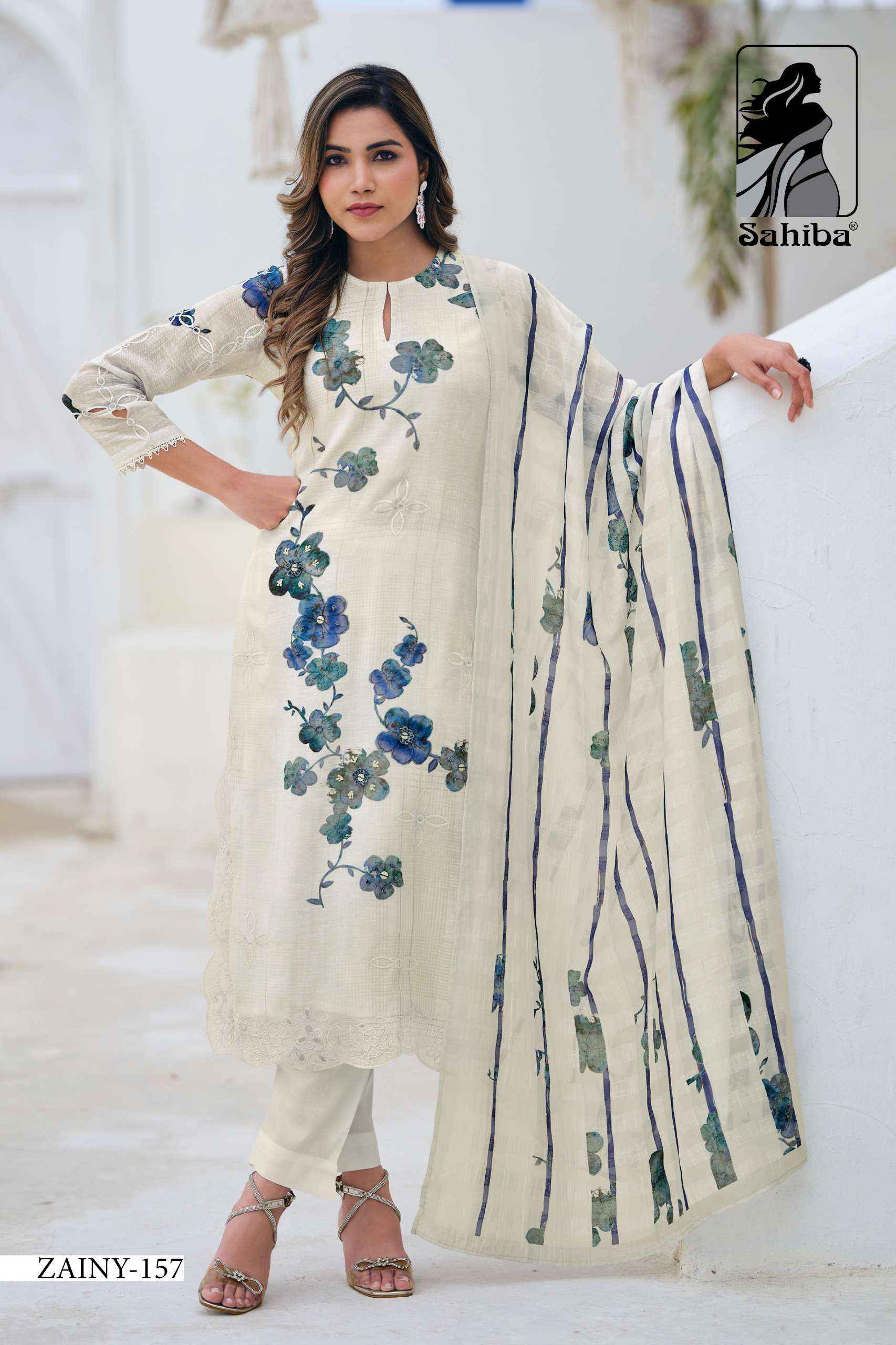Sahiba Zainy Linen Cotton Dress Material 5 pcs Catalogue