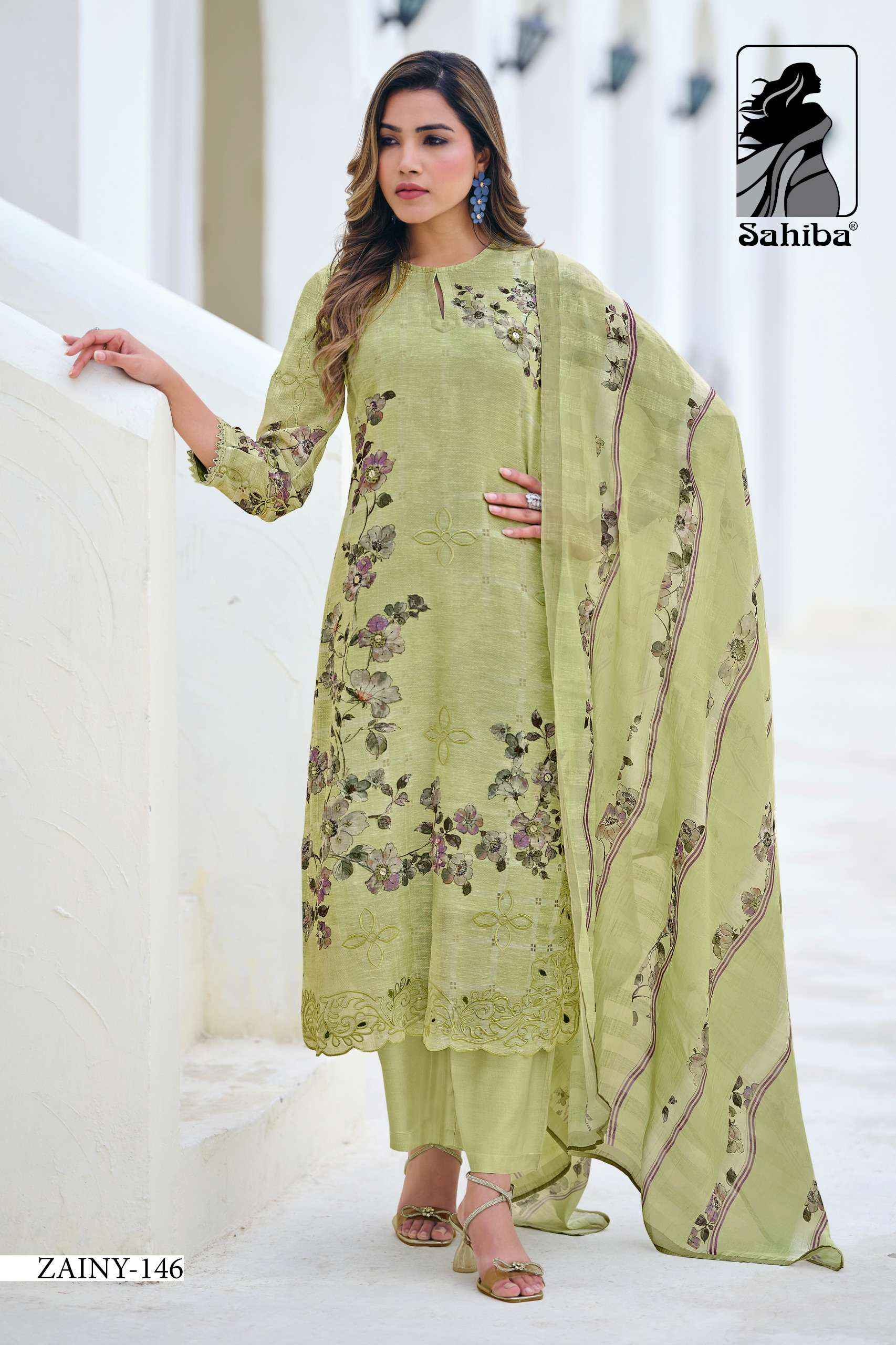 Sahiba Zainy Linen Cotton Dress Material 5 pcs Catalogue
