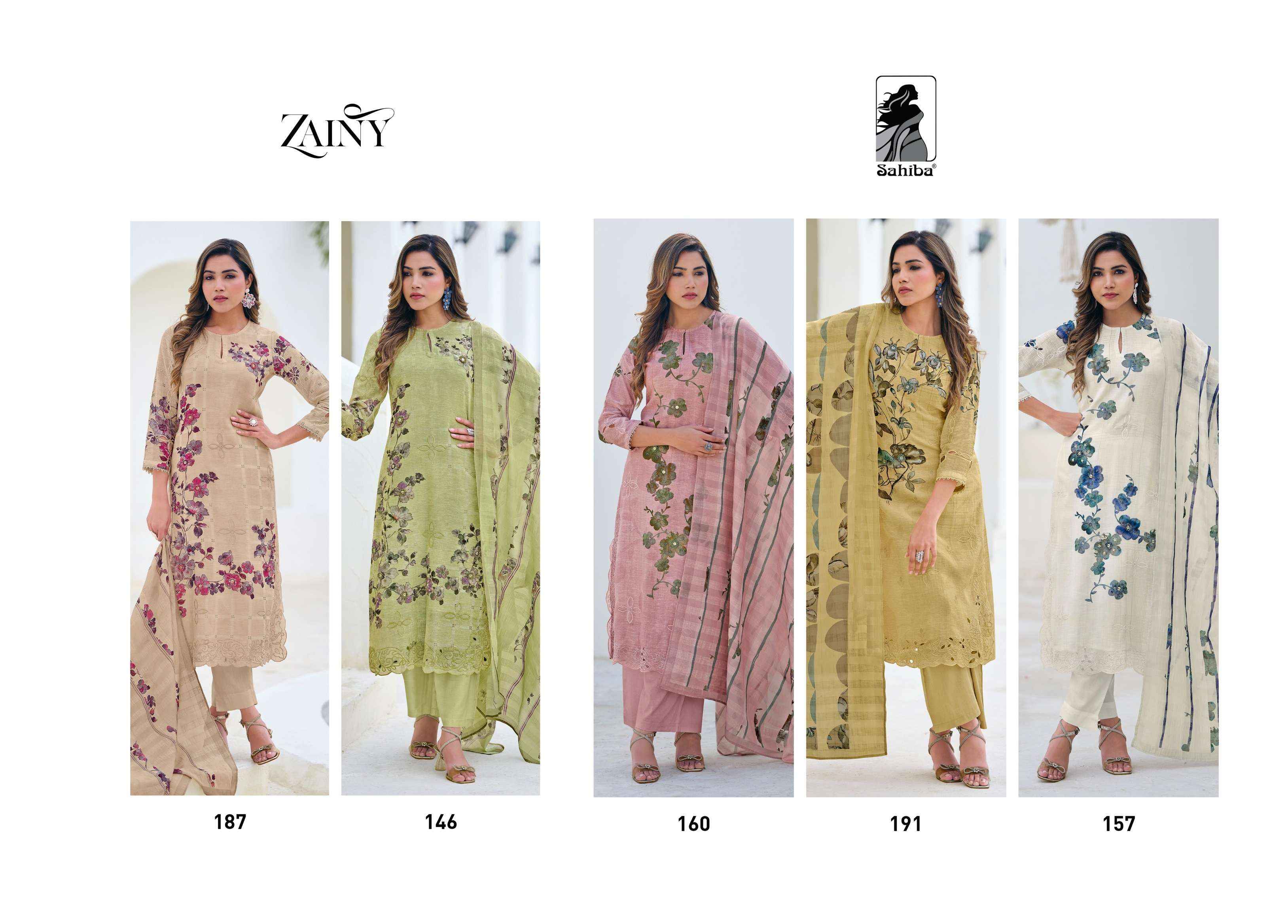 Sahiba Zainy Linen Cotton Dress Material 5 pcs Catalogue