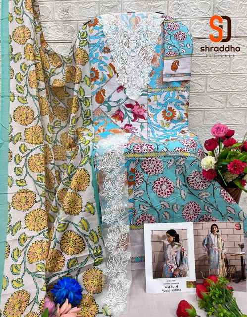 Shraddha Designer Muzlin Sana Safinaz Lawn Cotton Dress Material 8 pcs Catalogue
