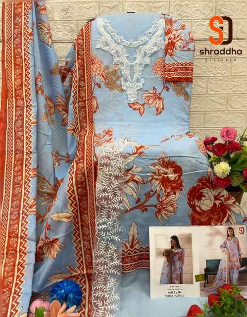 Shraddha Designer Muzlin Sana Safinaz Lawn Cotton Dress Material 8 pcs Catalogue