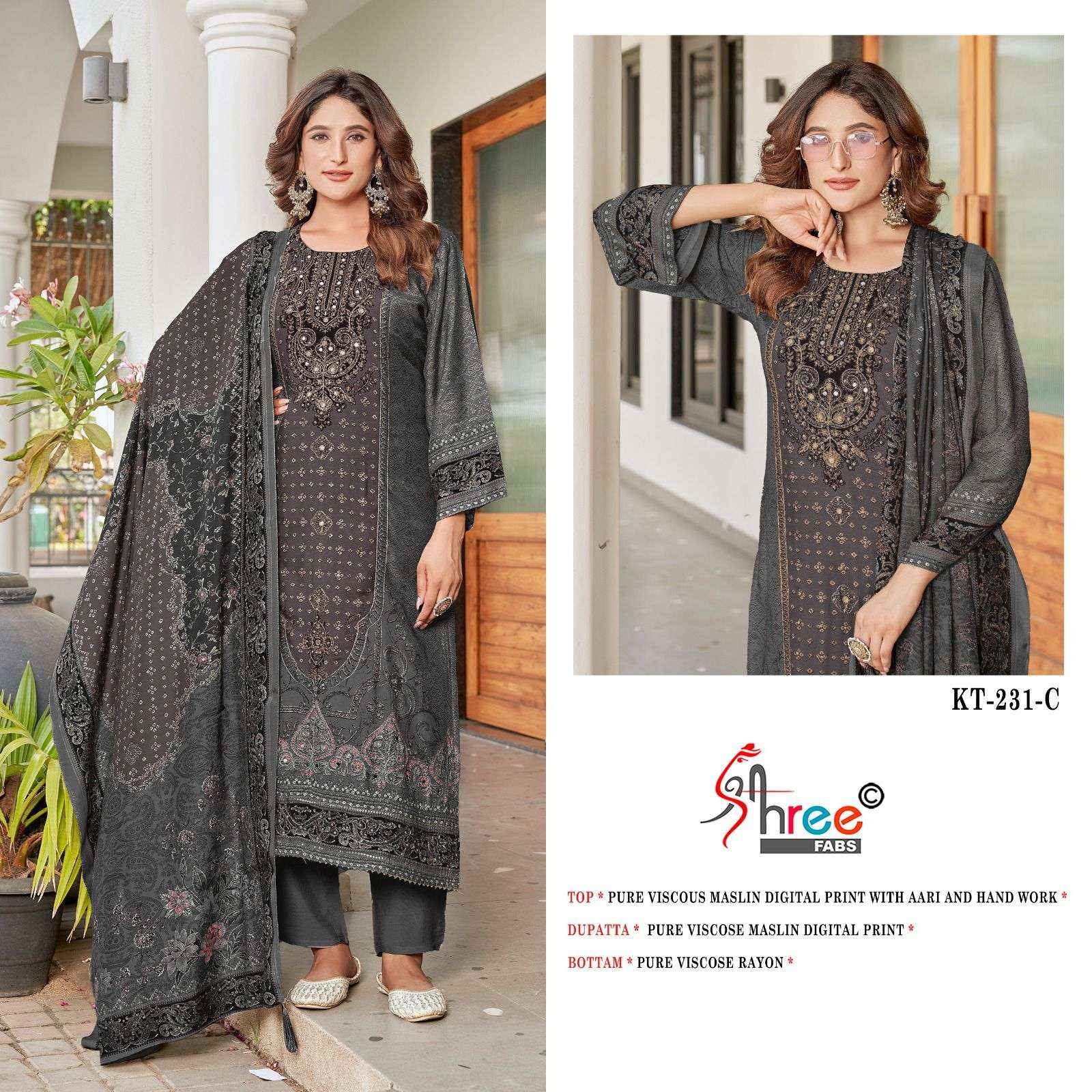 Shree Fabs Kt 231 Viscouse Musline Dress Material 4 pcs Catalogue
