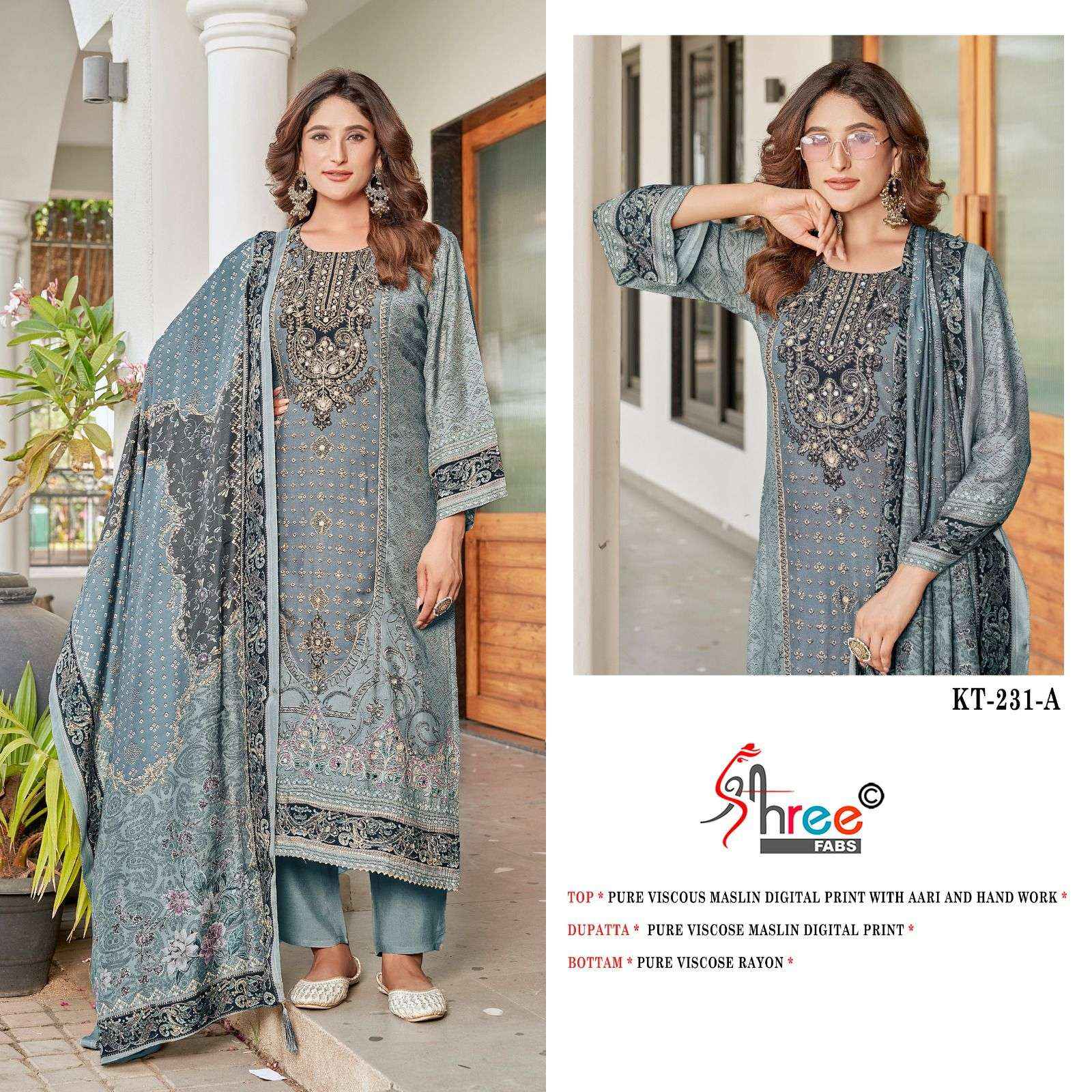 Shree Fabs Kt 231 Viscouse Musline Dress Material 4 pcs Catalogue