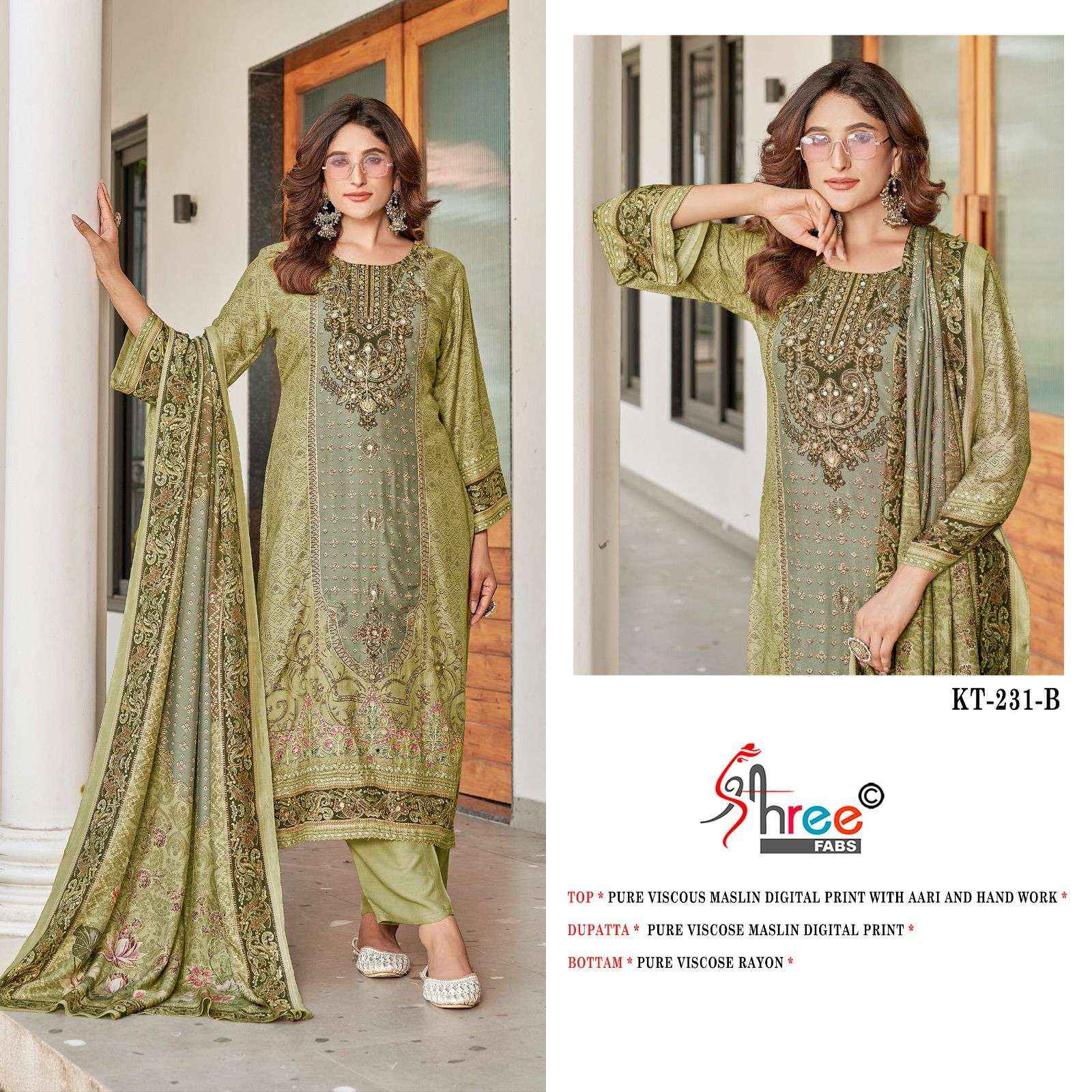 Shree Fabs Kt 231 Viscouse Musline Dress Material 4 pcs Catalogue